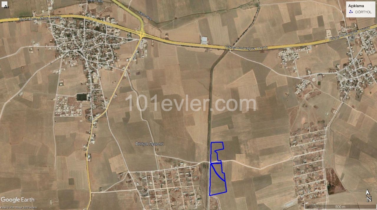 55 Decares of 1 Evlek Field for Sale in Dortyol, Famagusta ** 