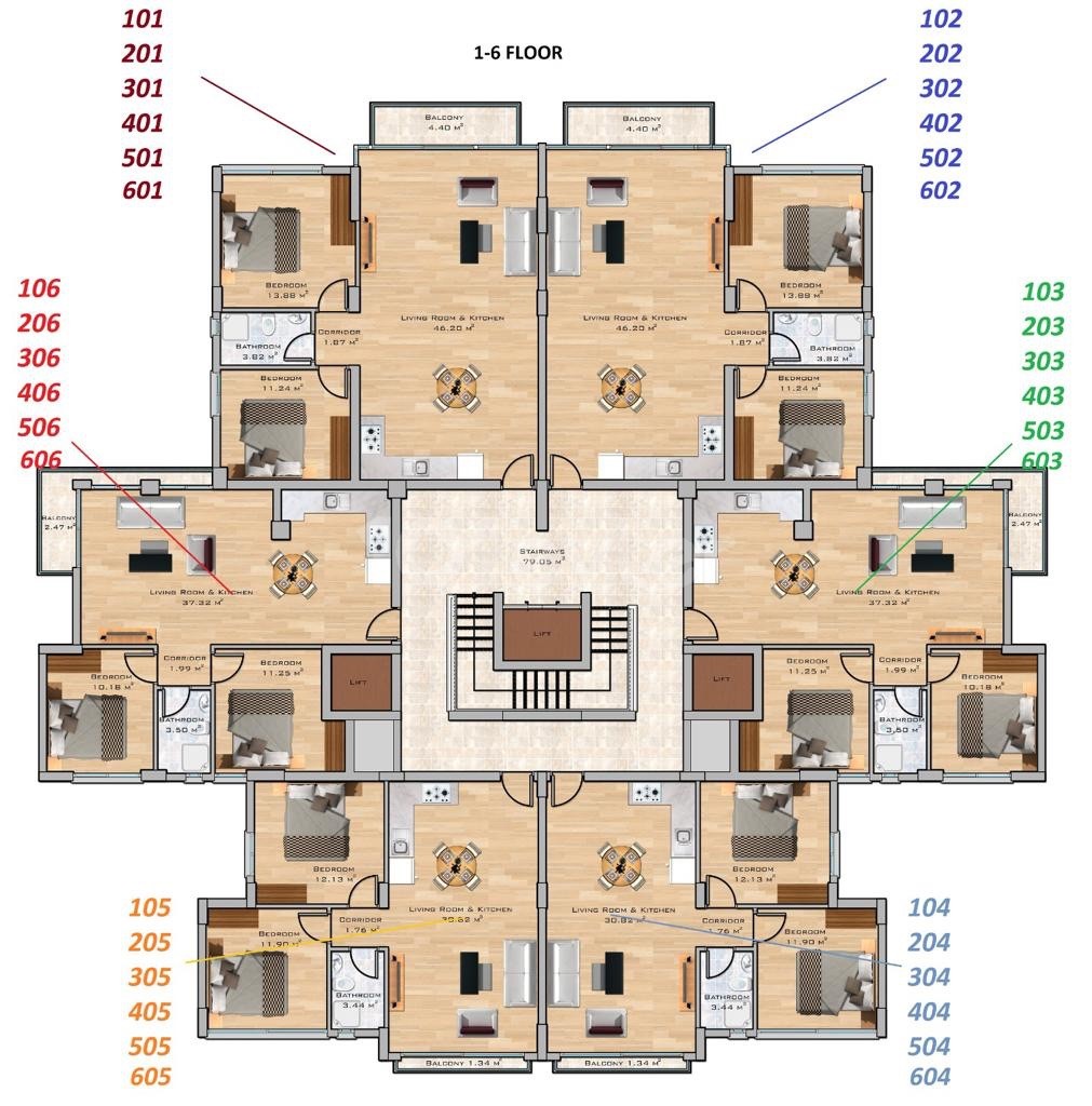 Türkische Kokanli 2 + 1 Wohnungen im Zentrum von Kyrenia ** 