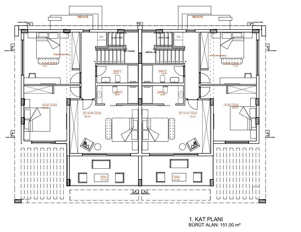 3 +1 AND 4 + 1 VILLAS FOR SALE IN ALSANCAK SEVENER RESTAURANT DISTRICT ** 