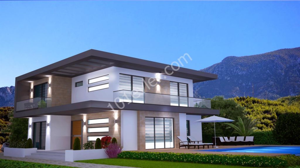 GIRNE EDREMIT , MODERN ARCHITECT, MUSTAKIL VILLA AND INFINITY POOL, SEA AND MOUNTAIN VIEW, 4 BEDROOMS, 245 M2+ 145 M2 TERRACE ** 