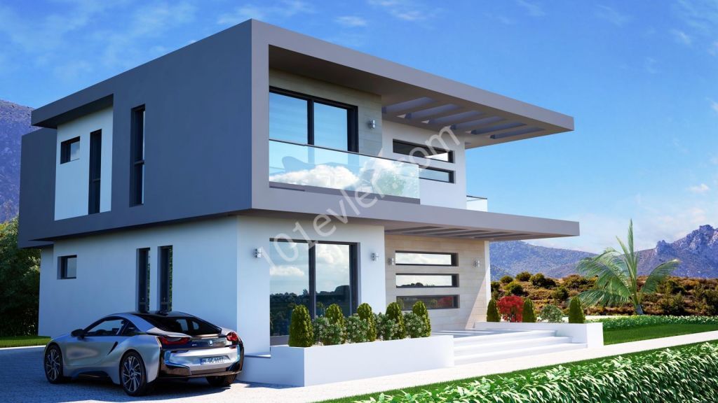 GIRNE EDREMIT , MODERN ARCHITECT, MUSTAKIL VILLA AND INFINITY POOL, SEA AND MOUNTAIN VIEW, 4 BEDROOMS, 245 M2+ 145 M2 TERRACE ** 