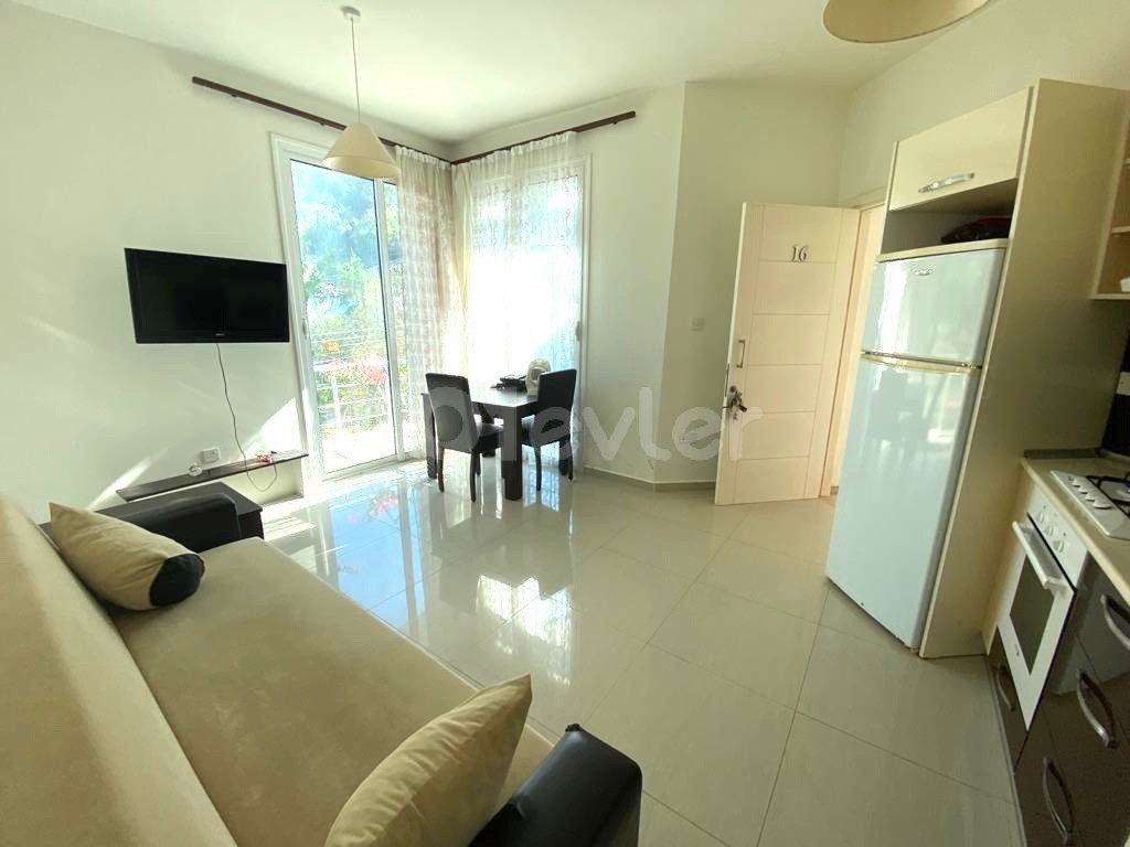 GIRNE ALSANCAK , 1 BEDROOM WITH BALCONY , GREAT VIEWS , PRIVATE TERRACE , FURNISHED , READY TO MOVE IN