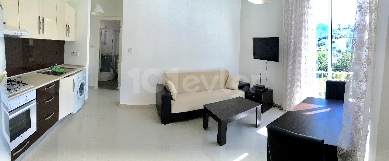 GIRNE ALSANCAK , 1 BEDROOM WITH BALCONY , GREAT VIEWS , PRIVATE TERRACE , FURNISHED , READY TO MOVE IN