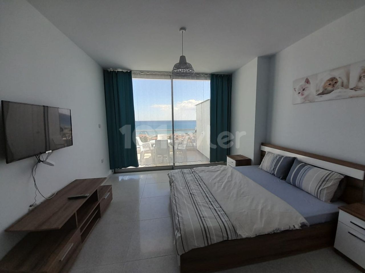 Fully furnished, 1+1 apartment for rent in Iskele Bogaz with 3 monthly payments and uninterrupted sea view. .  