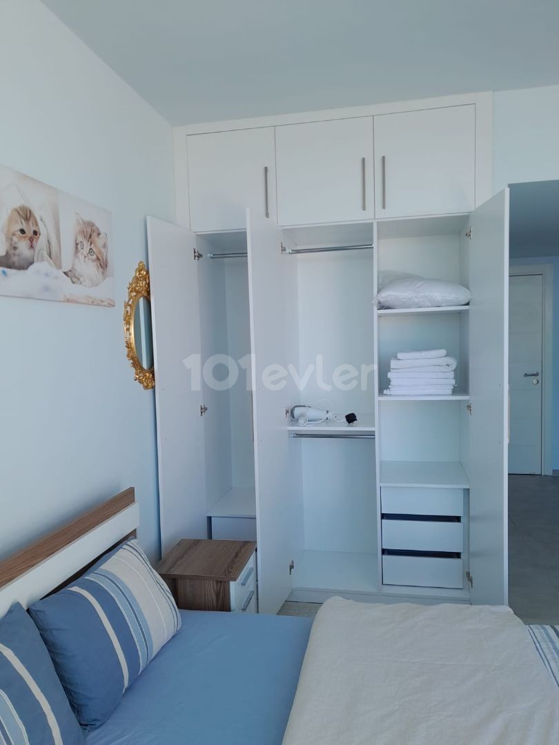 Fully furnished, 1+1 apartment for rent in Iskele Bogaz with 3 monthly payments and uninterrupted sea view. .  