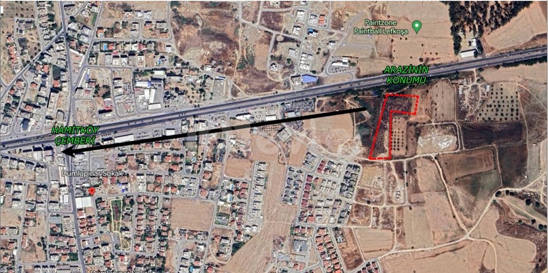 LAND WITH COMMERCIAL PERMISSION ON THE NICOSIA-MAGUSA MAIN ROAD