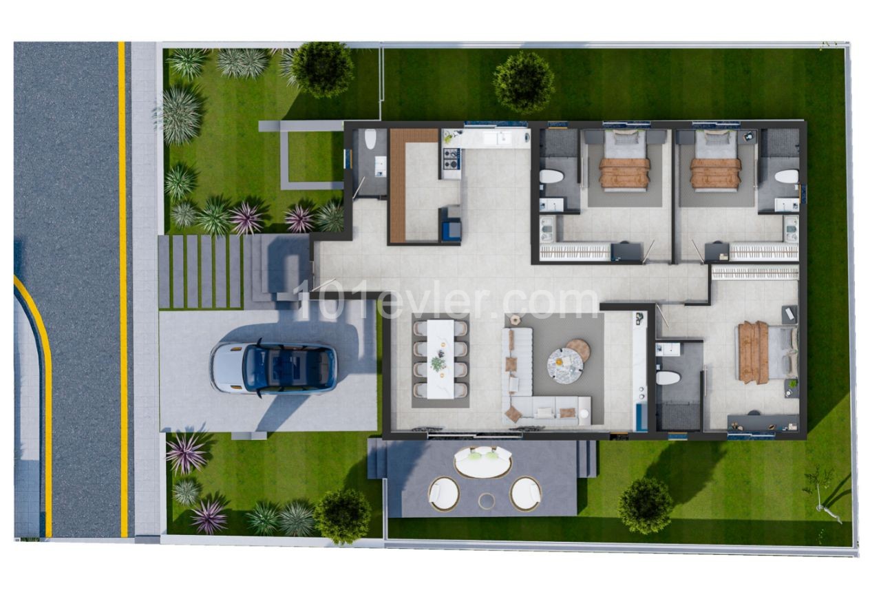 3+1 ZERO LUXURIOUS SINGLE STOREY VILLAS FOR SALE IN YENİBOĞAZİÇİ ** 