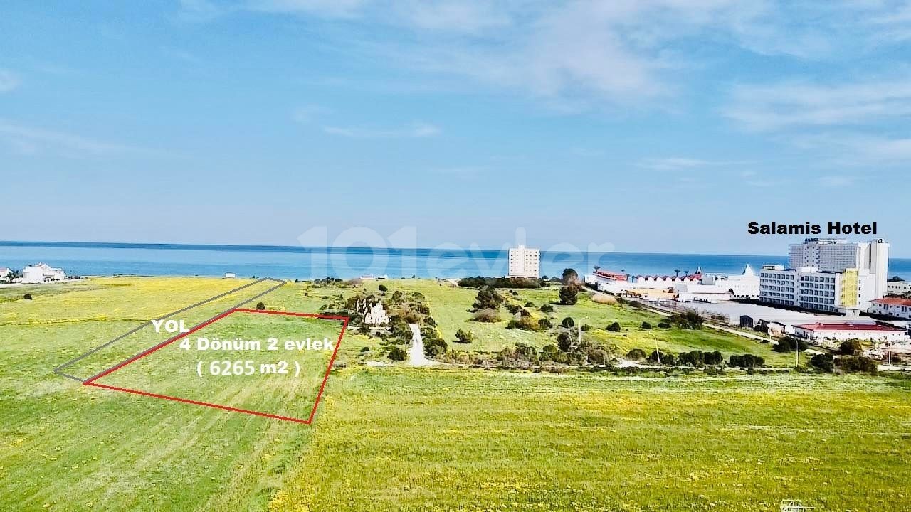 4 DECLARES OF 2 EVLEK LAND FOR SALE IN SALAMIS REGION SUITABLE FOR HOTEL CONSTRUCTION