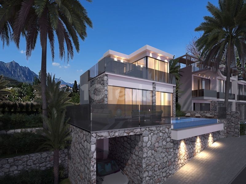 Modern 3+1 Villas + Private Pool + Roof Terrace + Uncanny mountain and sea views 