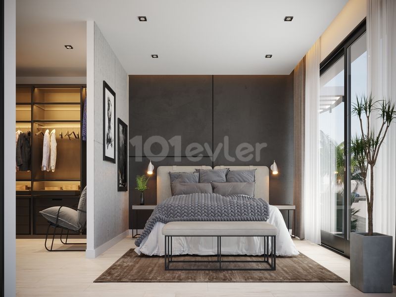 Modern 3+1 Villalar + Özel Havuz + Çatı Teras + Esrarengiz dağ ve deniz manzaralı 