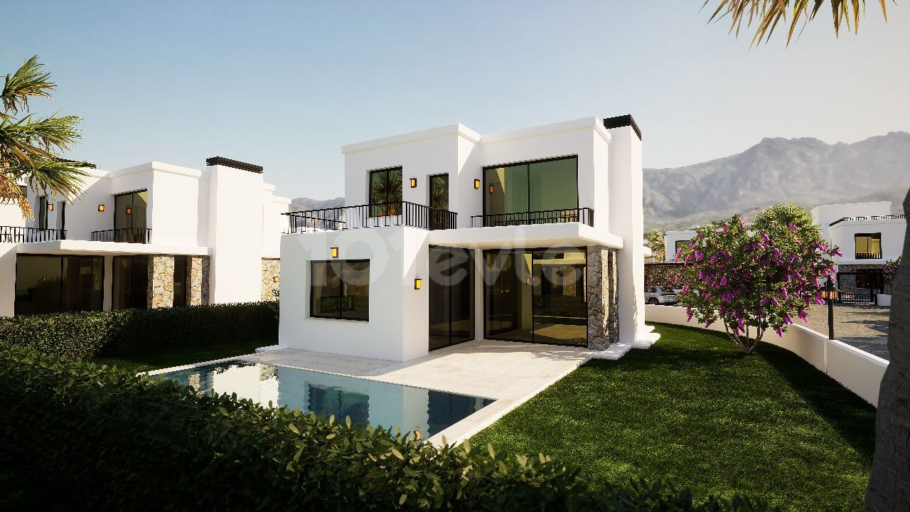 Edremitte 4+1 Modern Villalar + Ortak Yüzme Havuzlu + Şömineli + Çatı teras ref 234h-2