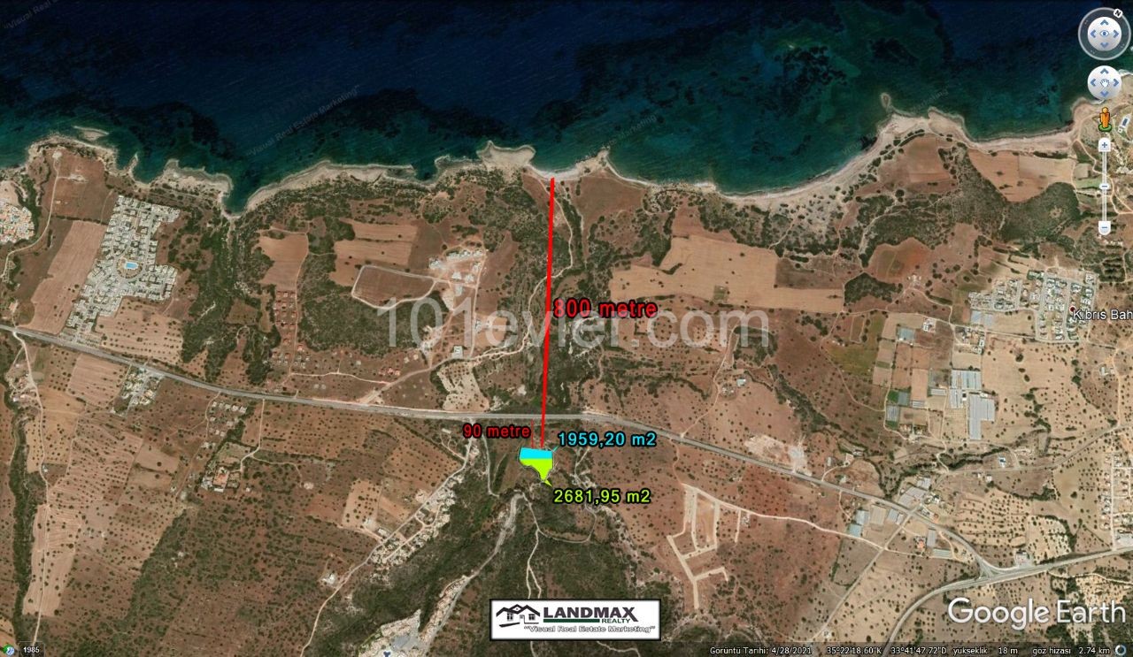 2 PLOTS OF 1959.20 m2 AND 2681.95 m2 FOR SALE  in  TATLISU REGION of FAMAGUSTA CITY, NORTH CYPRUS