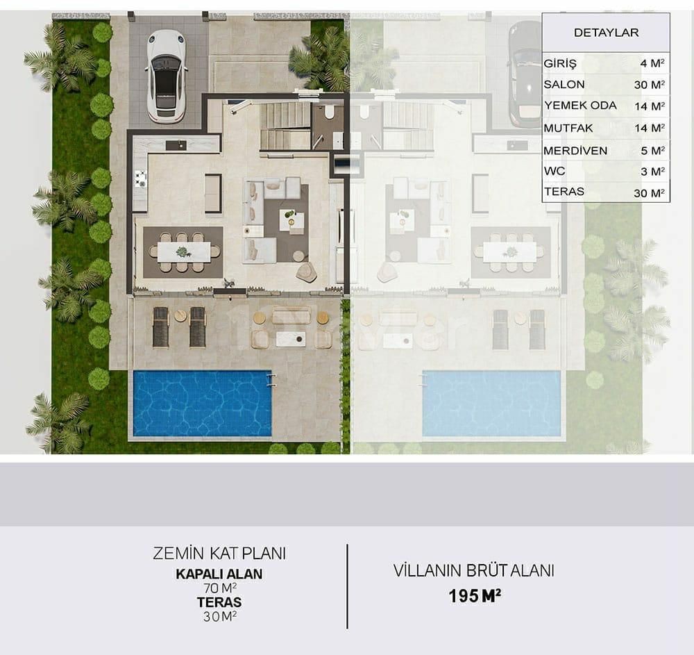 3+1 Duplex-Doppelhaushälfte in Yeniboğaziçi, Famagusta