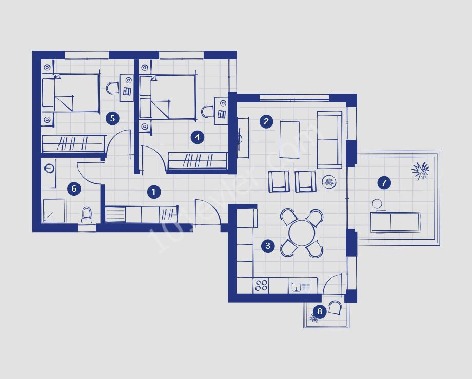 Girne Alsancak Kıbrıs Town Houses'ta 2+1 Deniz Manzaralı Fırsat Daire