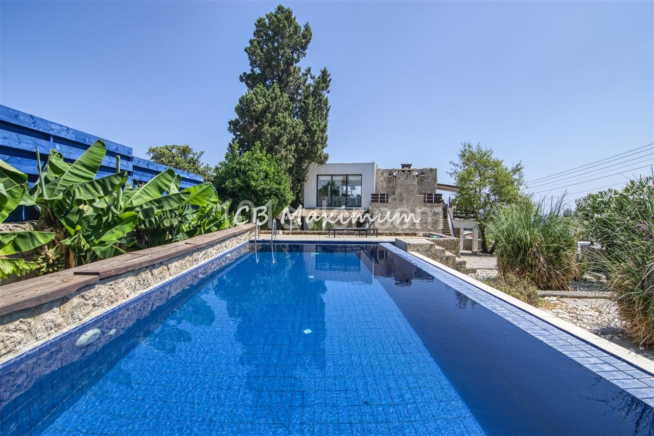 NORTH CYPRUS GIRNE OZANKOY 3+1 VILLA WITH STUNNING MOUNTAIN AND SEA VIEW FOR SALE