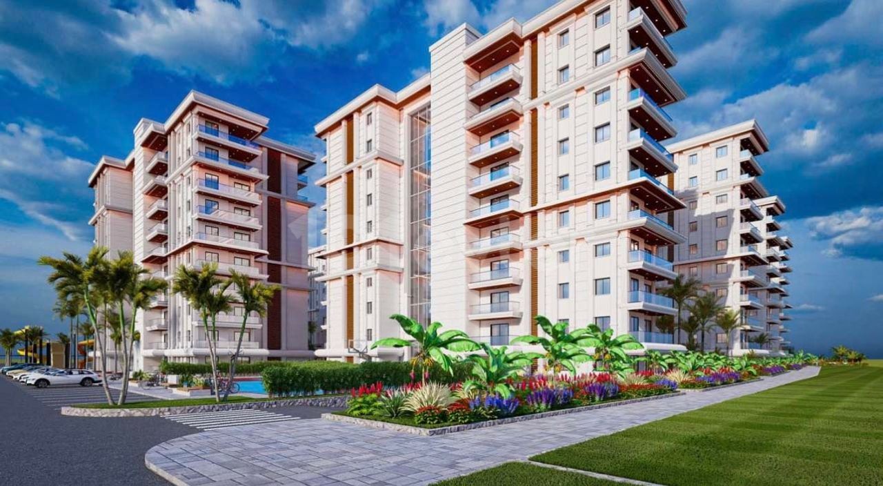 A Magnificent Life with Rental Guarantee Begins in Cyprus Iskele Long Beach 1+1 Apartments for Sale