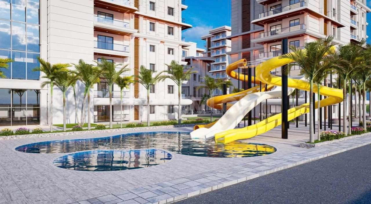 A Magnificent Life with Rental Guarantee Begins in Cyprus Iskele Long Beach 1+1 Apartments for Sale