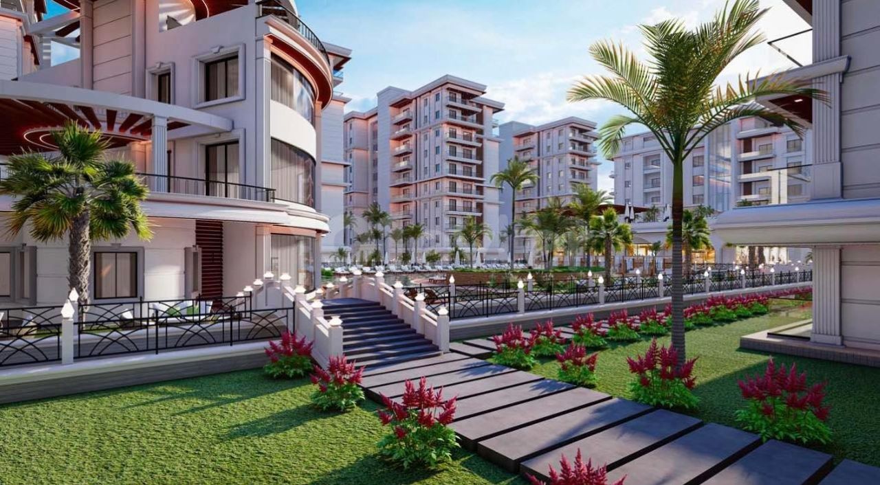 A Magnificent Life with Rental Guarantee Begins in Cyprus Iskele Long Beach 1+1 Apartments for Sale