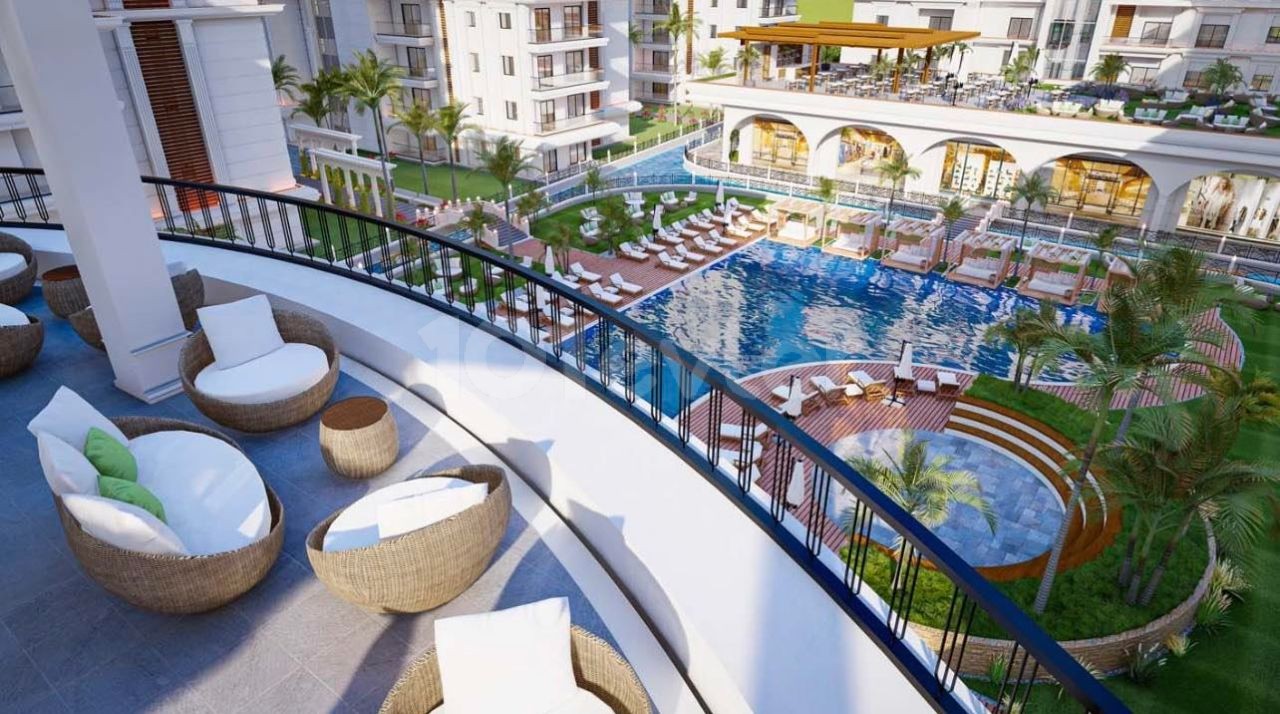 A Magnificent Life with Rental Guarantee Begins in Cyprus Iskele Long Beach 1+1 Apartments for Sale