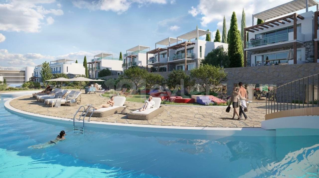 Ein Leben am Meer beginnt in Zypern Girne Lapta 1+1 Penthouse-Wohnungen mit Zahlungsplan zum Verkauf