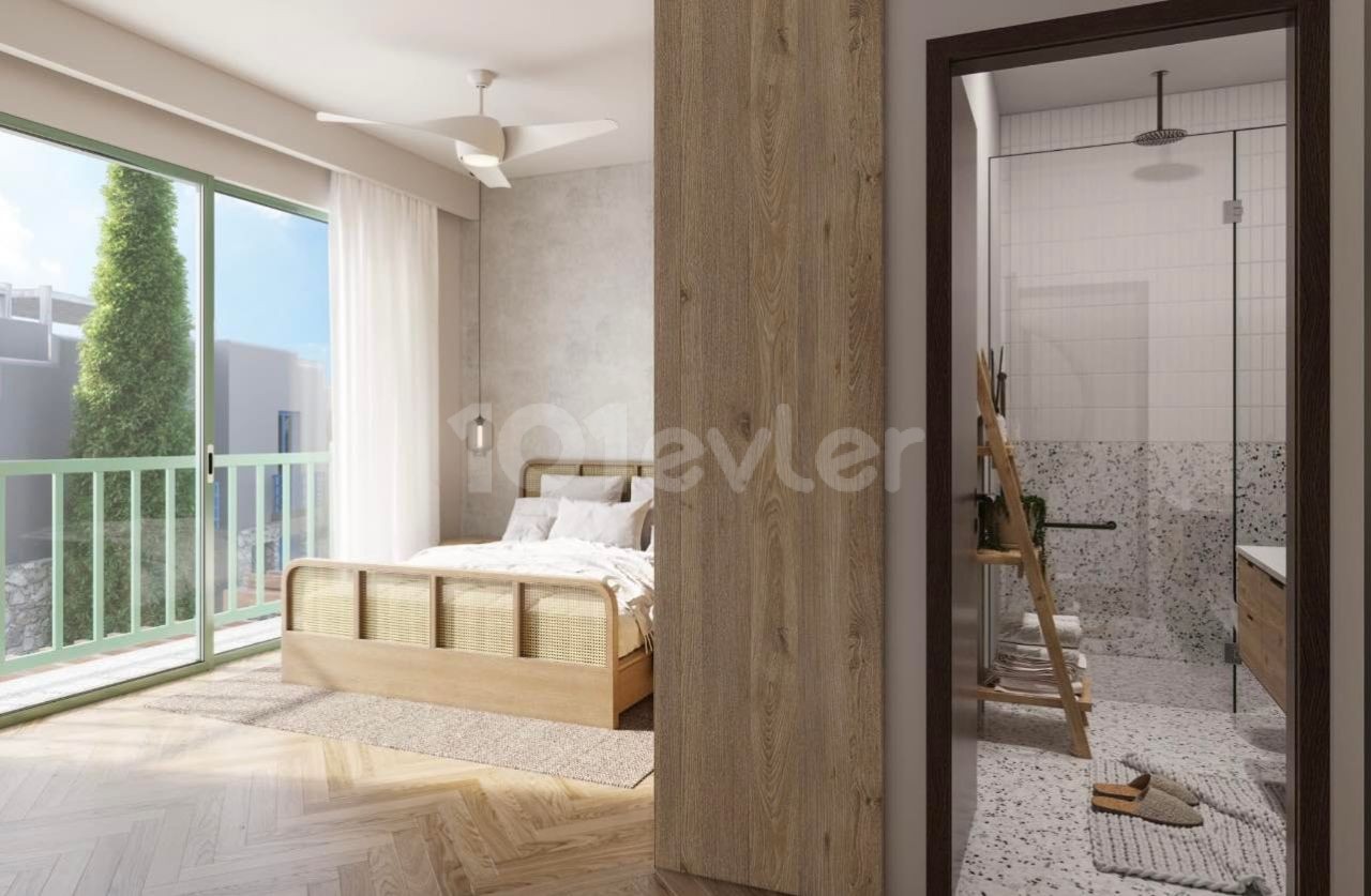 Kıbrıs Girne Lapta da  Denize Sıfır Bir Yaşam Başlıyor  Satılık 1+1  Penthouse Ödeme Planlı Daireler 