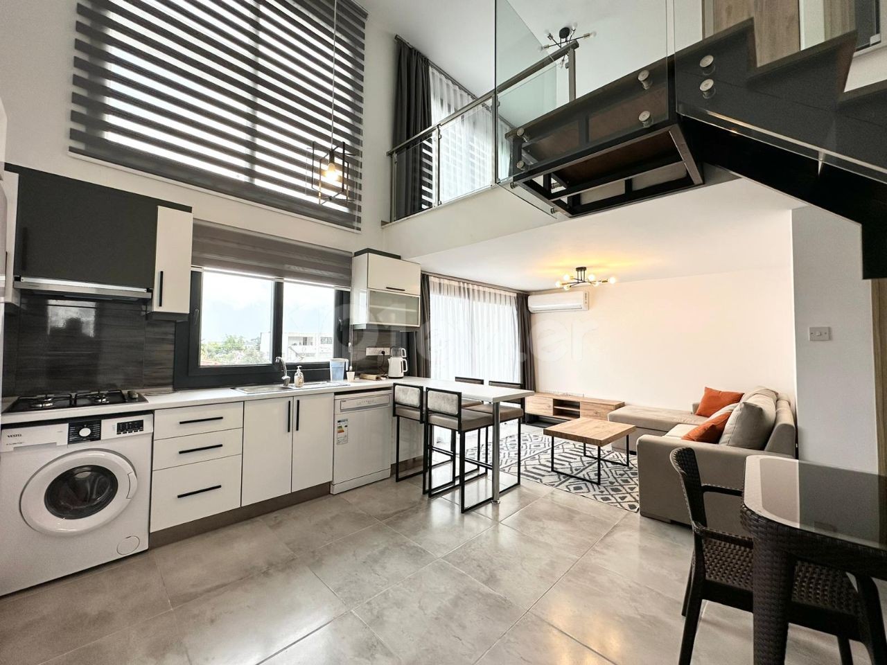 Fully Newly Furnished 1+1 Loft Flat for Rent in Kyrenia Alsancak region