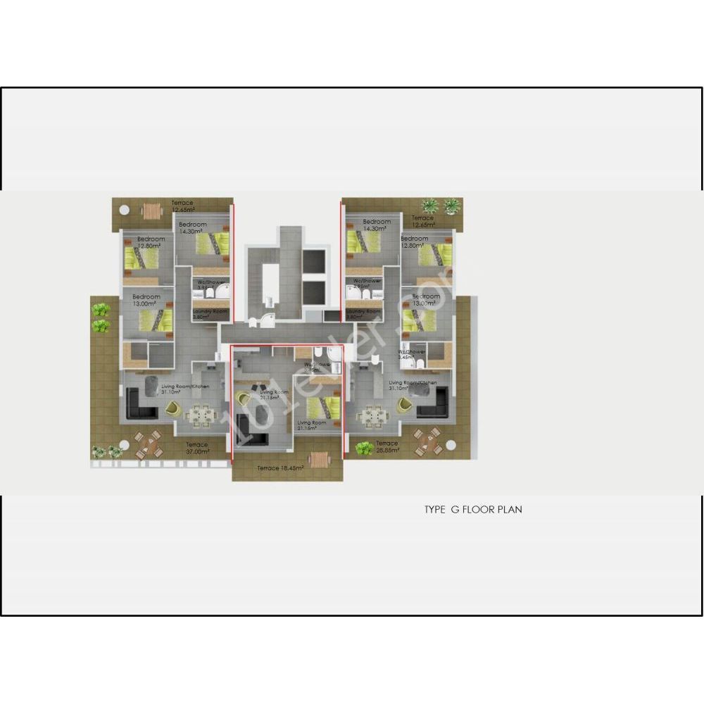 Mağusa Satılık Site İçinde Denize Yürüme Mesafesinde 3+1 Daireler