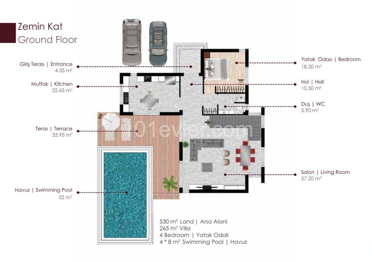 YENİBOĞAZİÇİ’NDE ÖZEL VE TEK TASARIMLI SATILIK LÜKS VİLLA    ***£370.000***