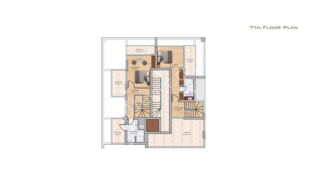 Girne Merkez'de 2+1 Penthouse Satılık 