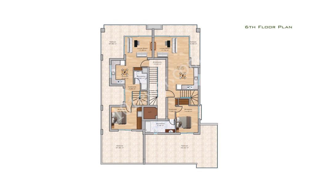 Girne Merkez'de 2+1 Penthouse Satılık 