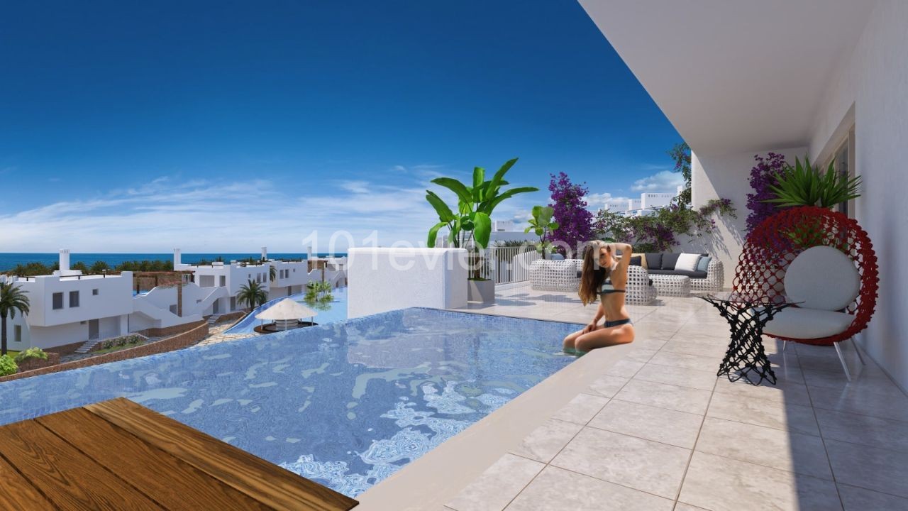 AMAZİNG SEAFRONT 2+1 PENTHOUSE and GARDEN APARTMENT FOR SALE IN ESENTEPE WITH PRIVATE SWIMMING POOL