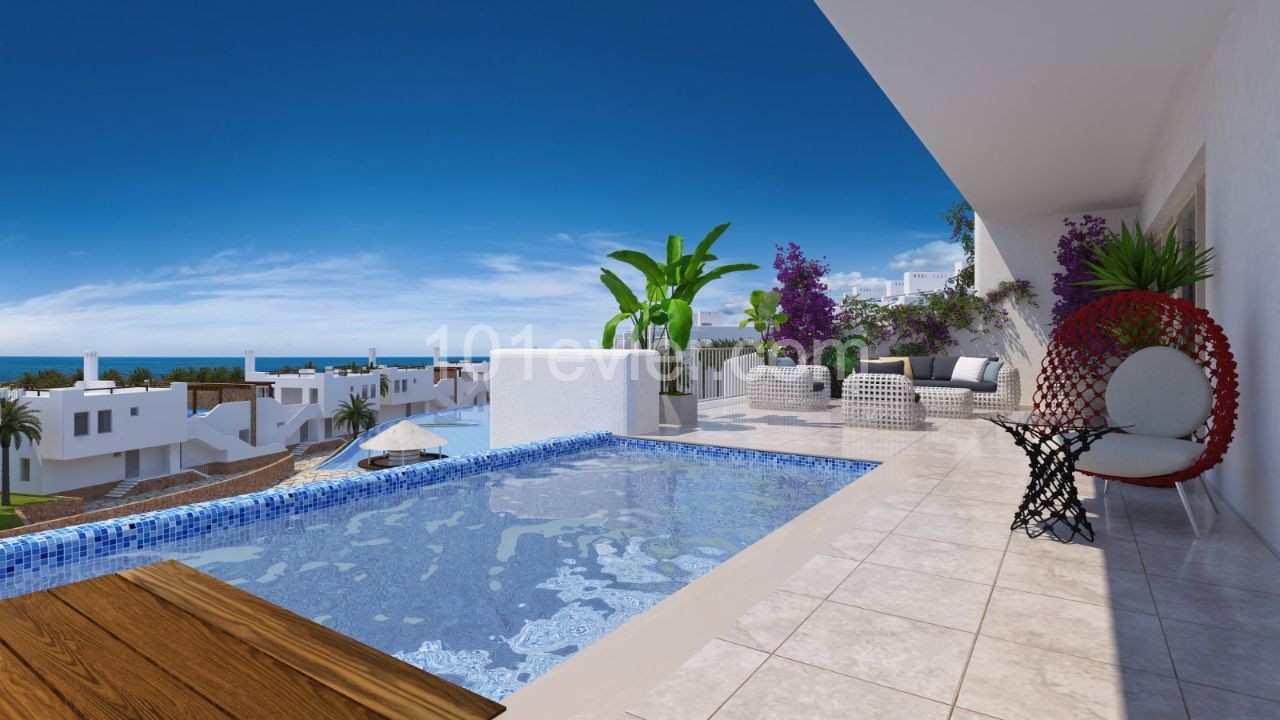 AMAZİNG SEAFRONT 2+1 PENTHOUSE and GARDEN APARTMENT FOR SALE IN ESENTEPE WITH PRIVATE SWIMMING POOL