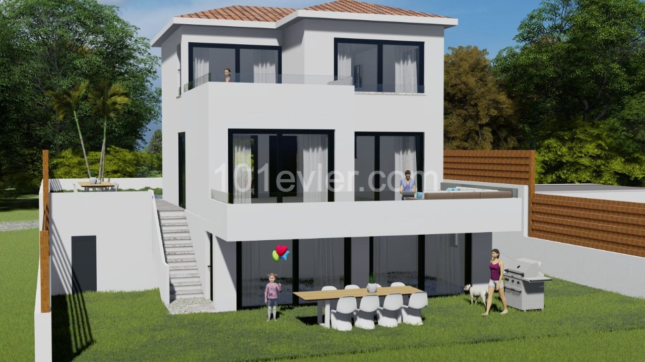 Çatalkoyde satılık 4+1 tripleks villa. Panoramic manzara 