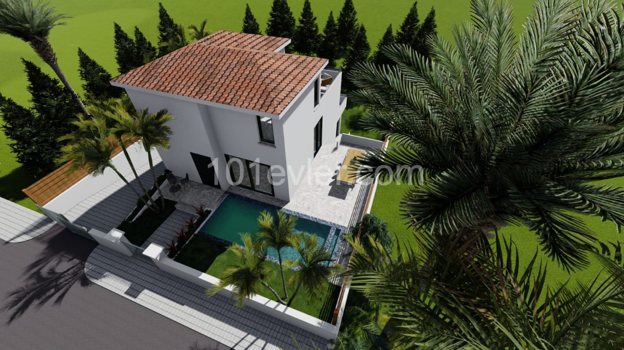 Çatalkoyde satılık 4+1 tripleks villa. Panoramic manzara 