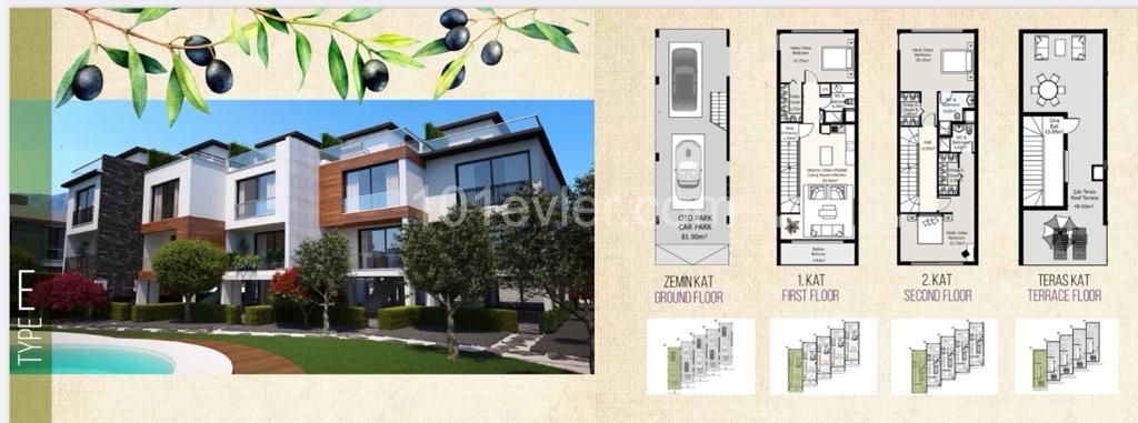 Amazing project in Zeytinlik, ready to move! 2+1 apartment and triplex villas for sale in beautiful site with swimming pool.