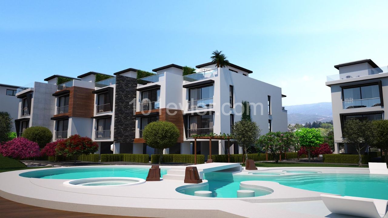 Amazing project in Zeytinlik, ready to move! 2+1 apartment and triplex villas for sale in beautiful site with swimming pool.