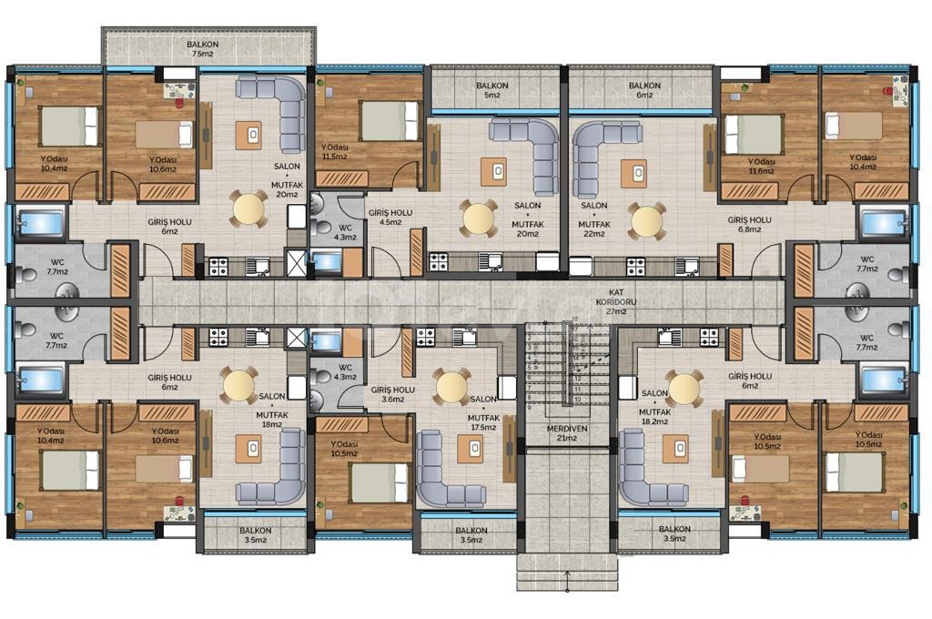 Yeni, muhteşem 2+1 satılık daire Alsancakta, havuzlu sitede