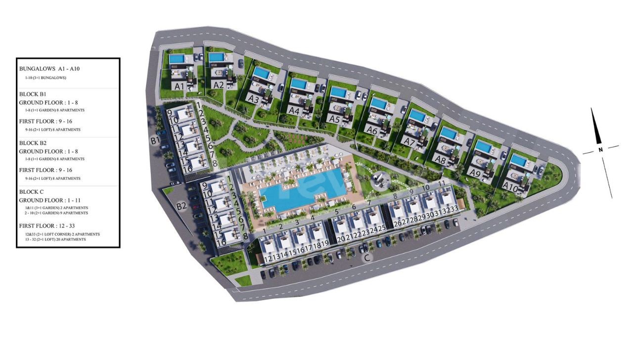 New project 2+1 loft apartments for sale in Tatlısu