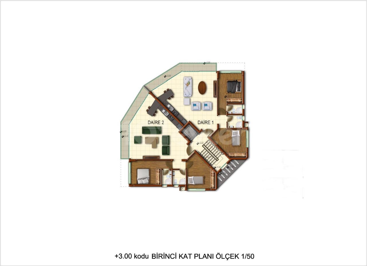 2+1 standard and duplex for sale in Girne Merkez