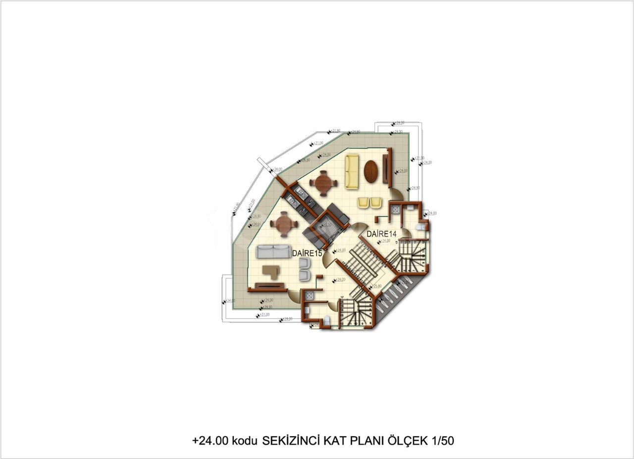 Girne Merkez’de satılık 2+1 standart ve dupleks