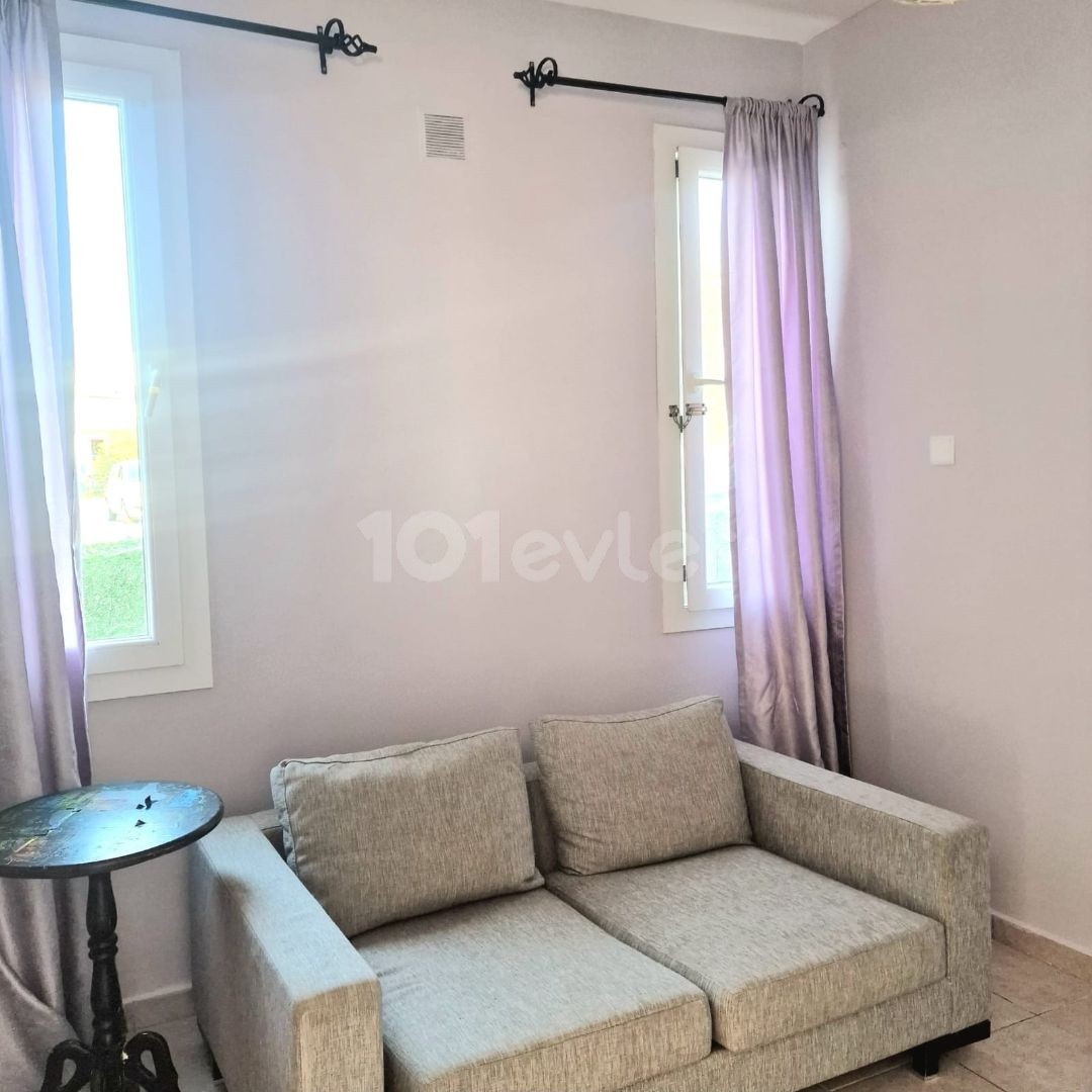 2+1 fully furnished apartment with garden for sale in Zeytinlik