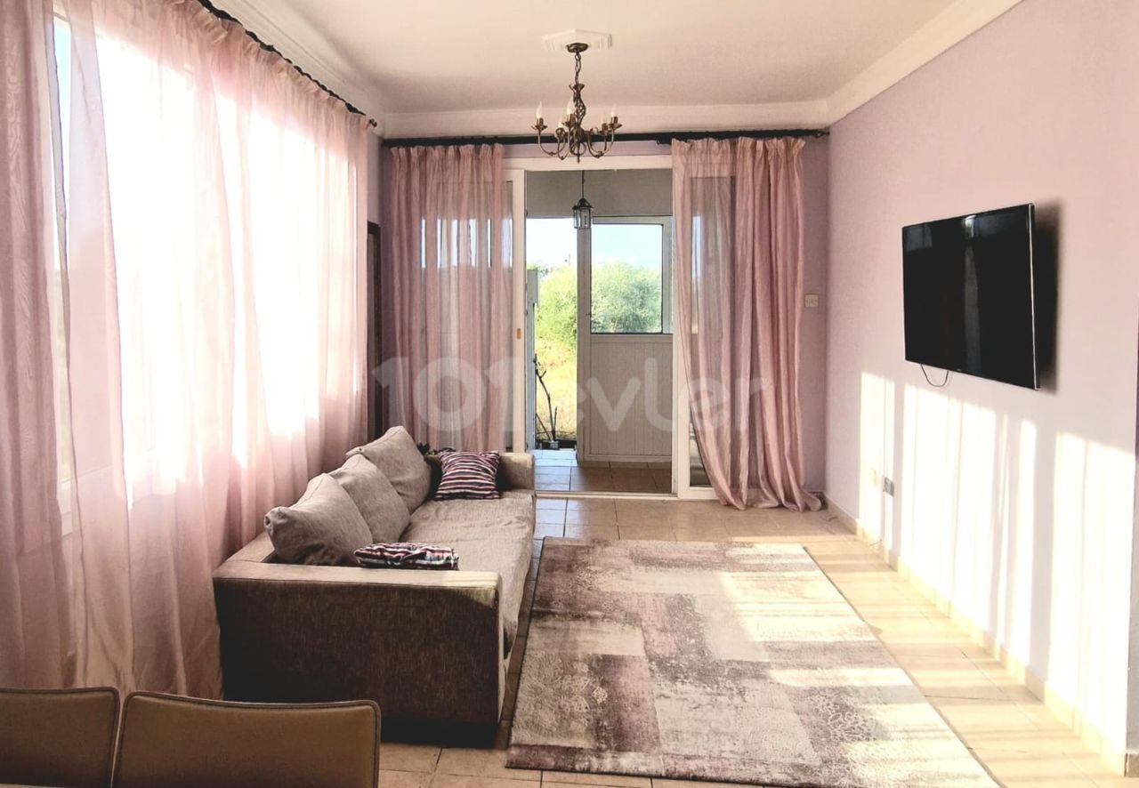 2+1 fully furnished apartment with garden for sale in Zeytinlik