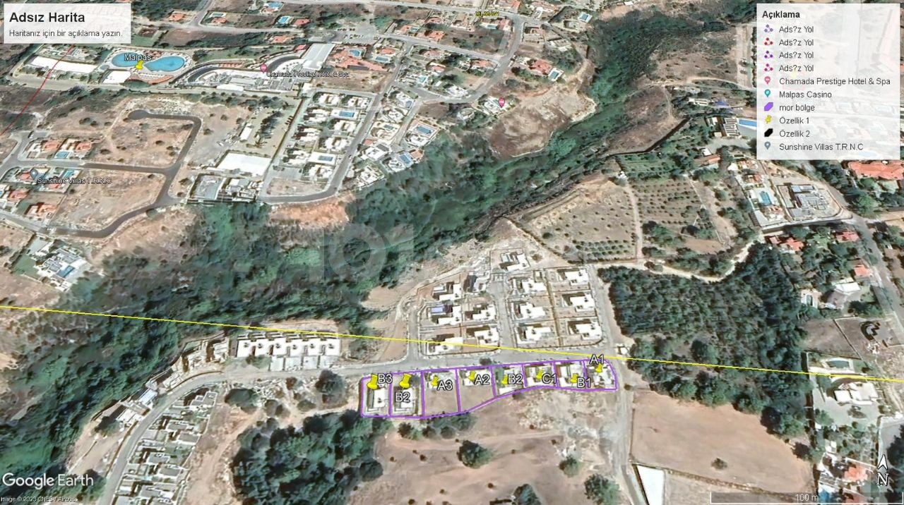 5+2 Triplex-Villa zum Verkauf in Kyrenia Çatalköy mit herrlichem Berg- und Meerblick