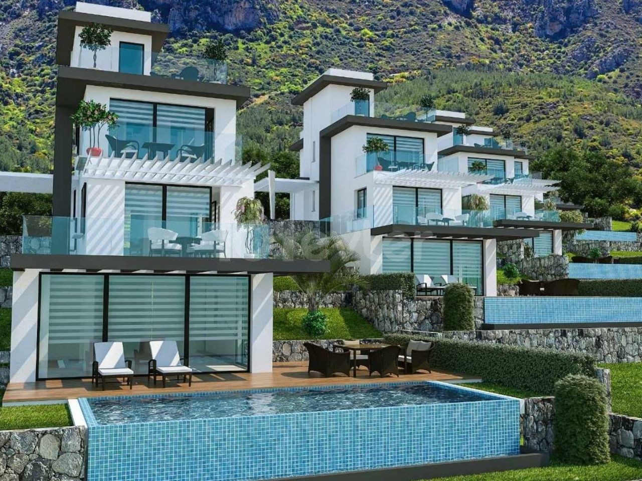 Superlux Villas with Private Pool and Mountain and Sea Views for Sale in Girne Lapta