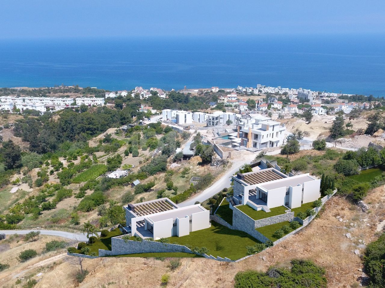 VILLAS WITH SEA AND MOUNTAIN VIEW SWIMMING POOLS FOR SALE IN KYRENIA, ESENTEPE