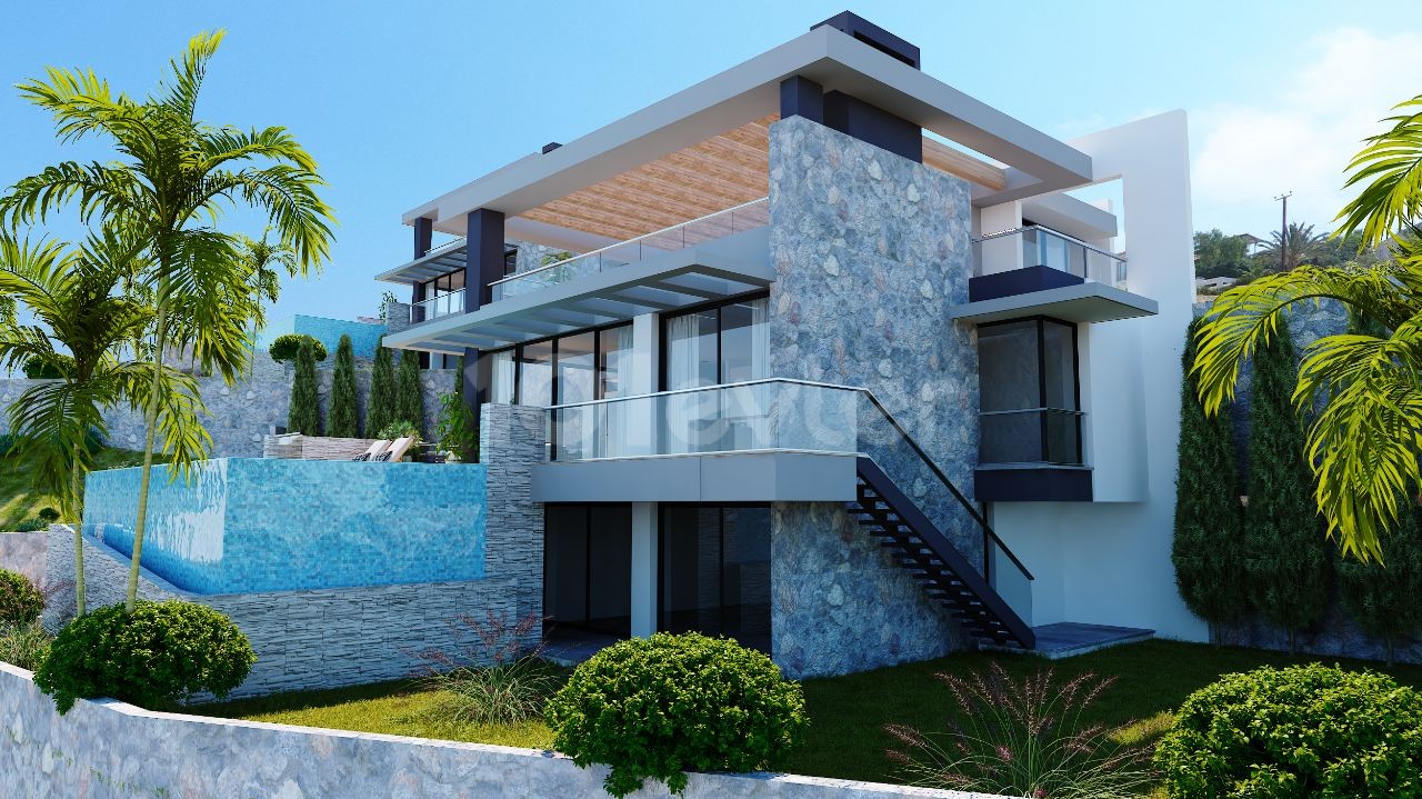 VILLAS WITH SEA AND MOUNTAIN VIEW SWIMMING POOLS FOR SALE IN KYRENIA, ESENTEPE