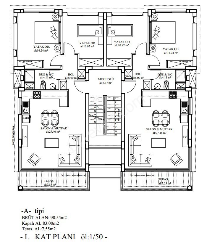 KYRENIA ALSANCAK IS AN APARTMENT IN A PRIVATE PROJECT WITHIN WALKING DISTANCE OF THE SEA, BUT SUITABLE FOR DETACHED LIVING ** 