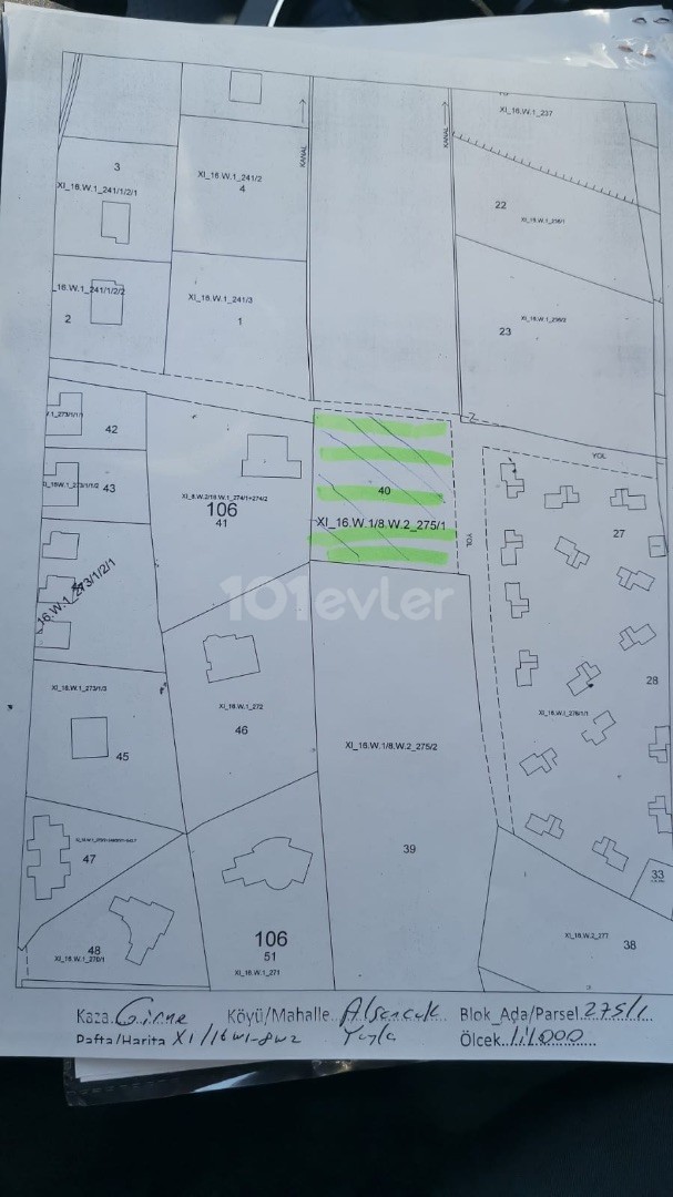 Girne/ ALSANCAK’TA  1,885 m2 40% İmara sahip muhteşem yatırımlık ARSA. Plaj açık yakın 