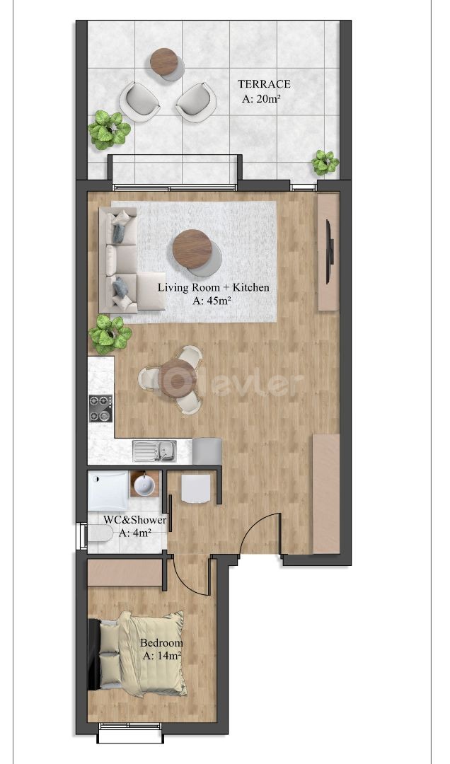 Инвестиционная возможность в Фамагусте Ени Богазичи! Продаются лофты 2+1 и квартиры 1+1 с террасой на первом этаже.