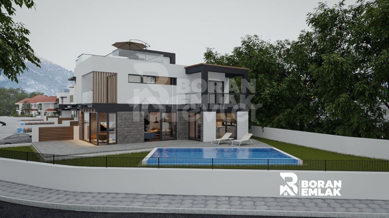 3+1 Villa mit Pool zum Verkauf in Kyrenia Çatalköy